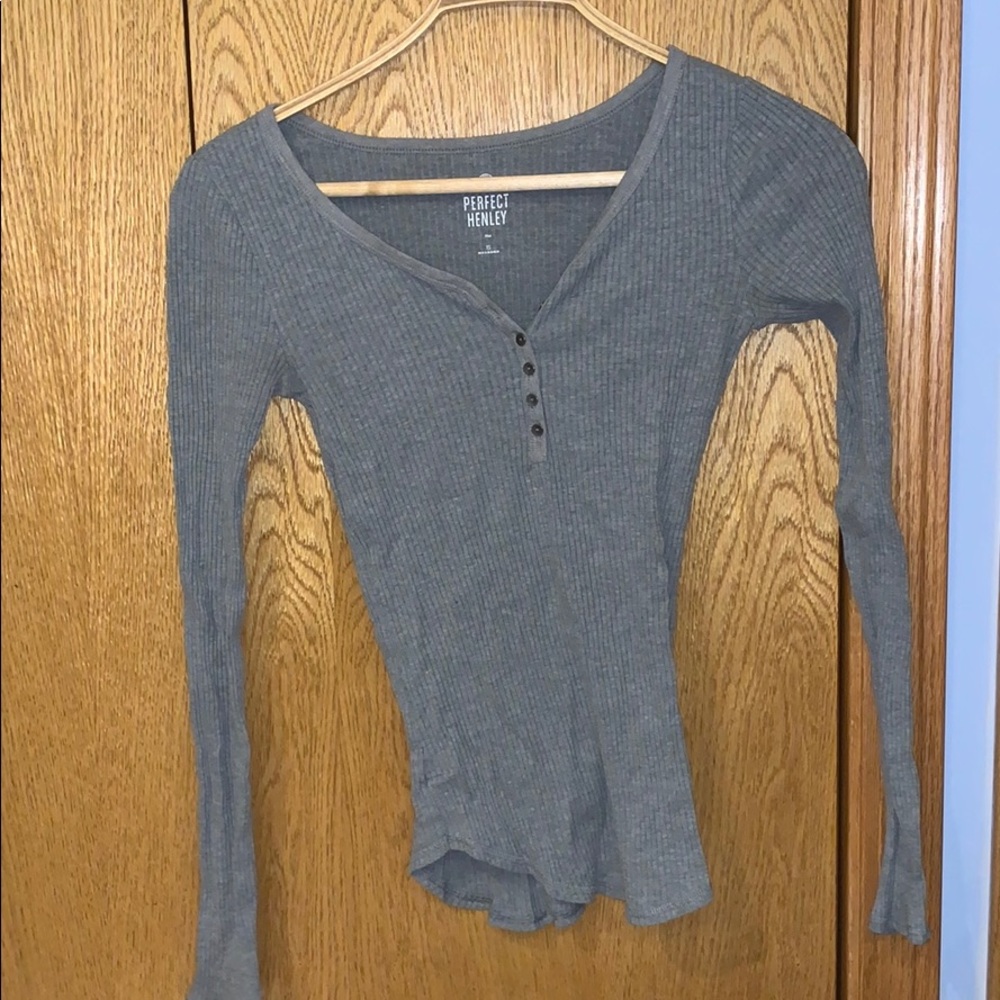 Gray Ribbed Henley